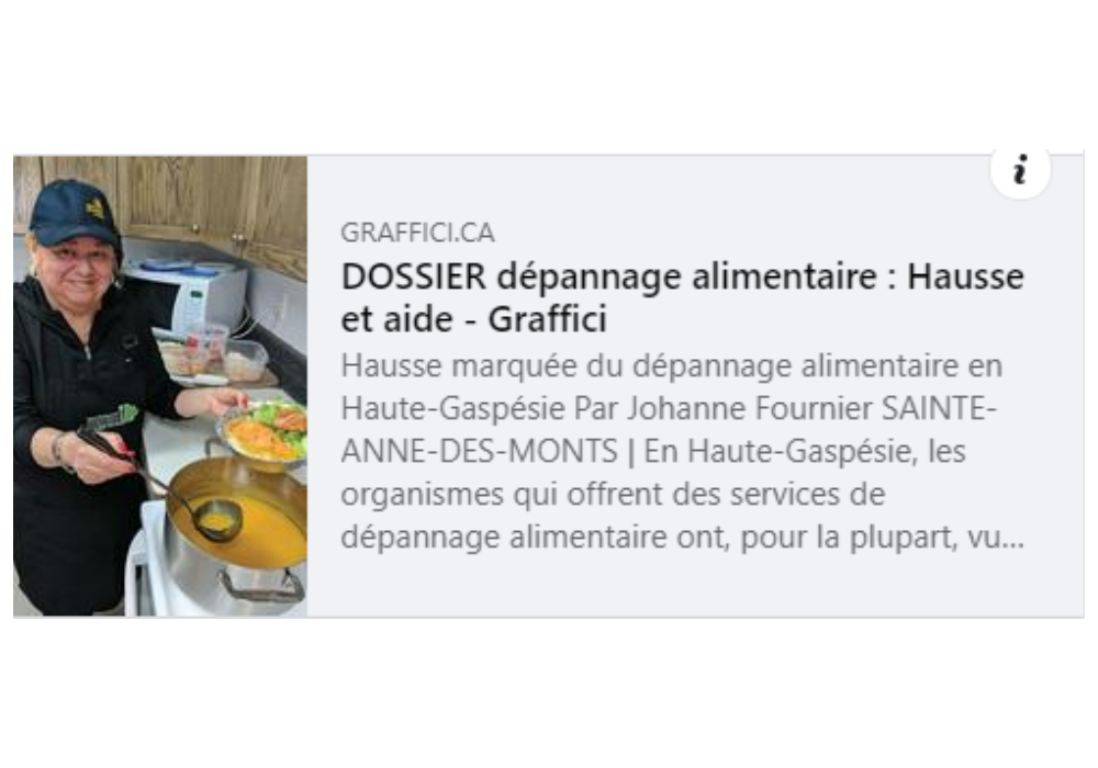 La question du dépannage alimentaire en Haute-Gaspésie abordée dans le Journal Graffici (Édition Noël 2023)